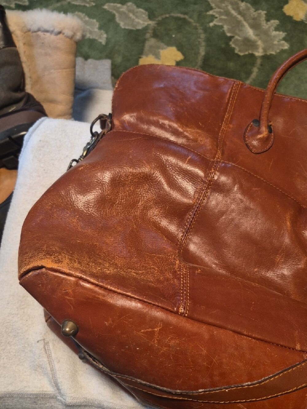 Brown Leather Weekender Bag - Men's Travel Holdall - Picture 3 of 16